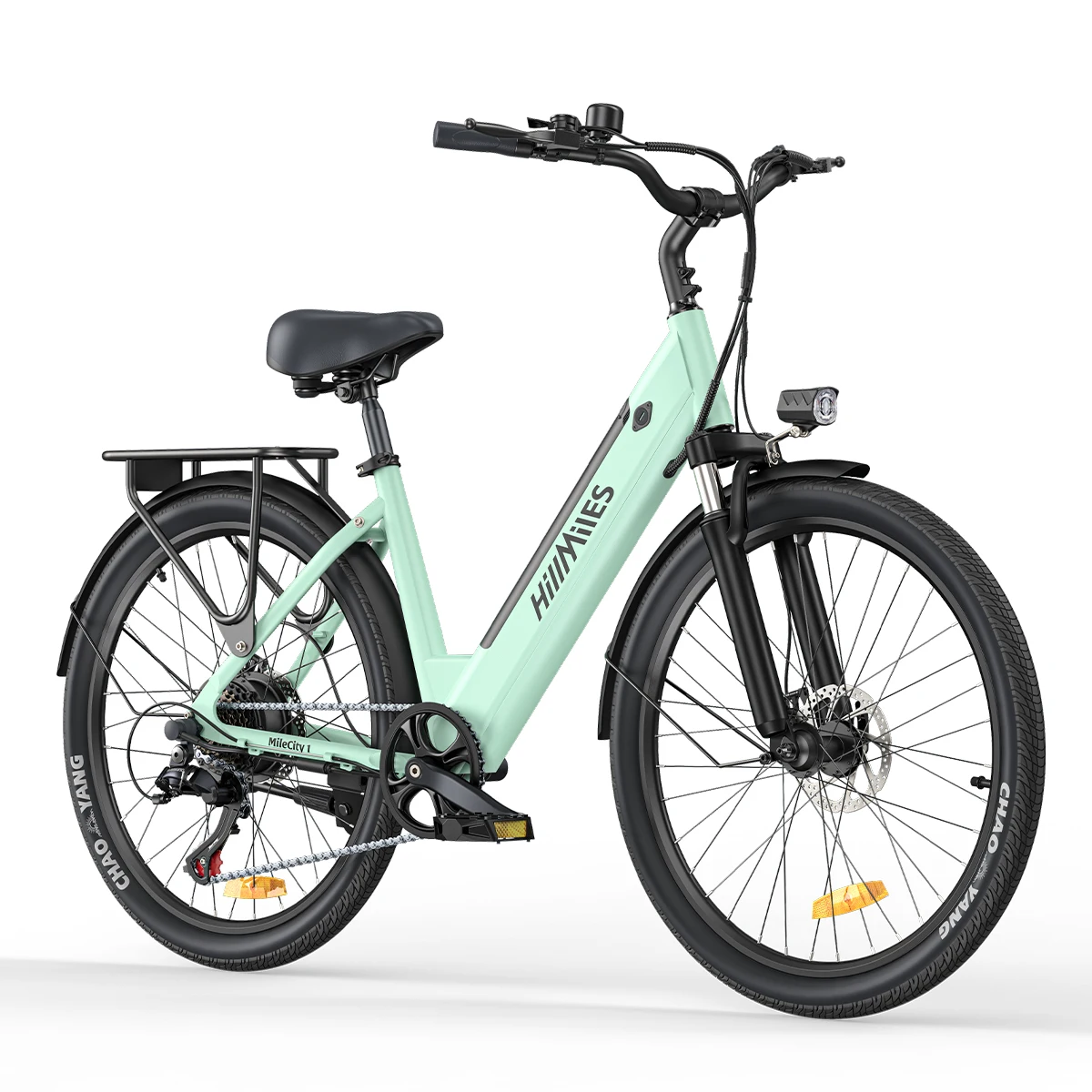 HillMiles MileCity 1 26-inch elektrische fiets met instapframe, e-bike met 120 km bereik, 250 W motor, 36 V 13 Ah accu, 25 km/u topsnelheid, 7 versnellingen, schijfremmen, elektrische stadsfiets,