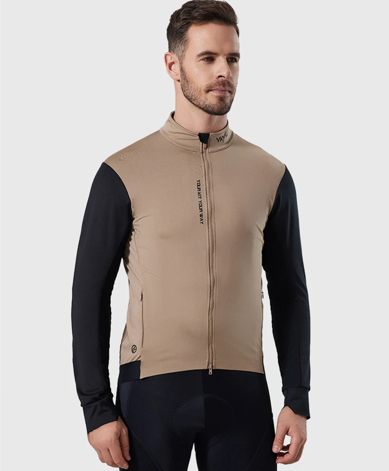 YKYW Herren-Radjacke, winddicht, wasserdicht, langärmelig, MTB, Fahrradmantel, Fahrradsport, Windjacke, Doppelreißverschluss, Radtrikot – Detail 2