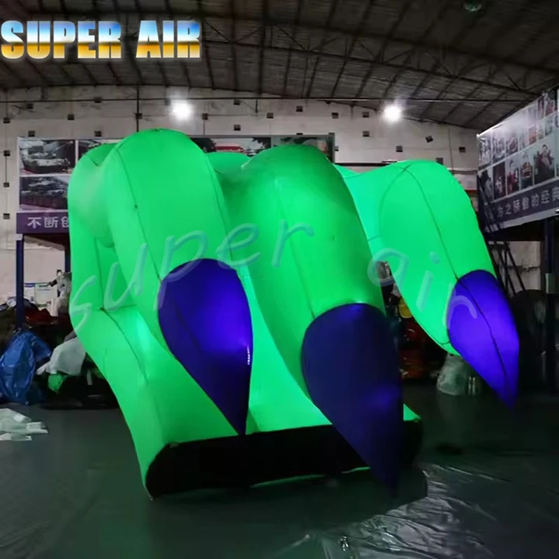 Green Inflatable Monster Hand Halloween Decoration with Super Air System And Lighting for Outdoor Use