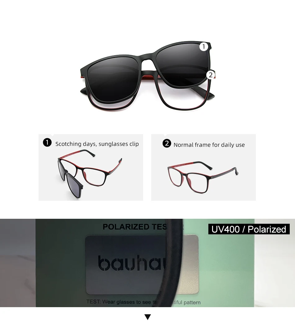 X3197 Myopie Magnetische Clip auf Brillengestell Optische Verordnung Rahmen Brillen Rechteck Polarisierte Magnet Clip Sonnenbrille – Detail 3