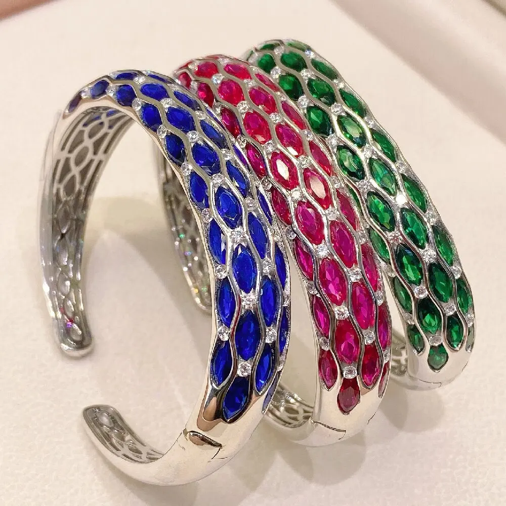 

KQDANCE Женский браслет-кафф из стерлингового серебра 925 пробы с цирконами огранки «маркиз» и «бриллиант», легкий роскошный дизайн