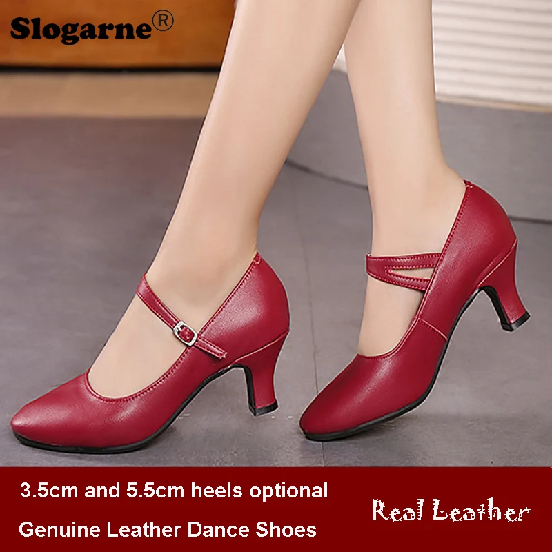 

Real Leather Latin Shoes Women Genuine Leather Jazz Waltz Tango Dance Shoes Ladies New Modern Ballroom Sandals Girls Party Shoes