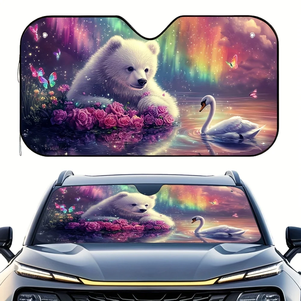 

1 шт. мечтательный полярный причудливый автомобильный солнцезащитный козырек, эффективный солнцезащитный козырек для деловых поездок, стильный автомобильный аксессуар, солнцезащитный козырек универсального размера