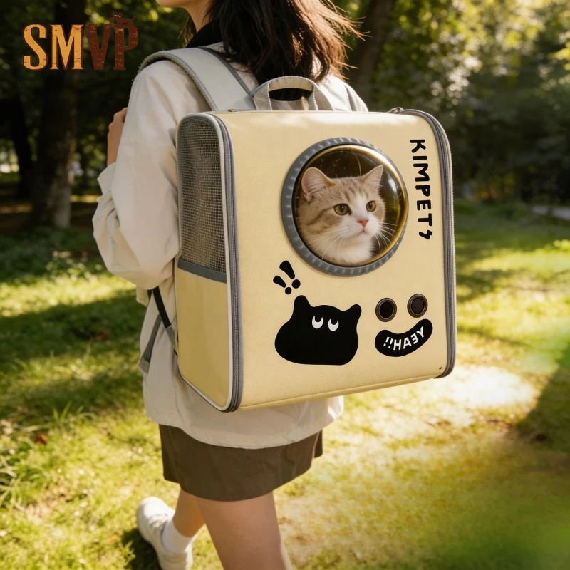 

Cat Backpack Carrier With Bubble Window Breathable Pet Travel Backpack For Cats And Small Dogs Space Capsule Design Cat Bag
