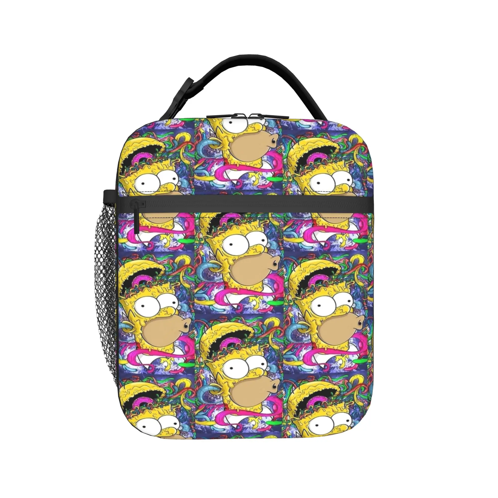 Crazy Homer S-Simpsons Lunch Bag School Lunch Box For Unisex Leisure Designer Lunch Bags Oxford Portable Insulated Cooler Bag