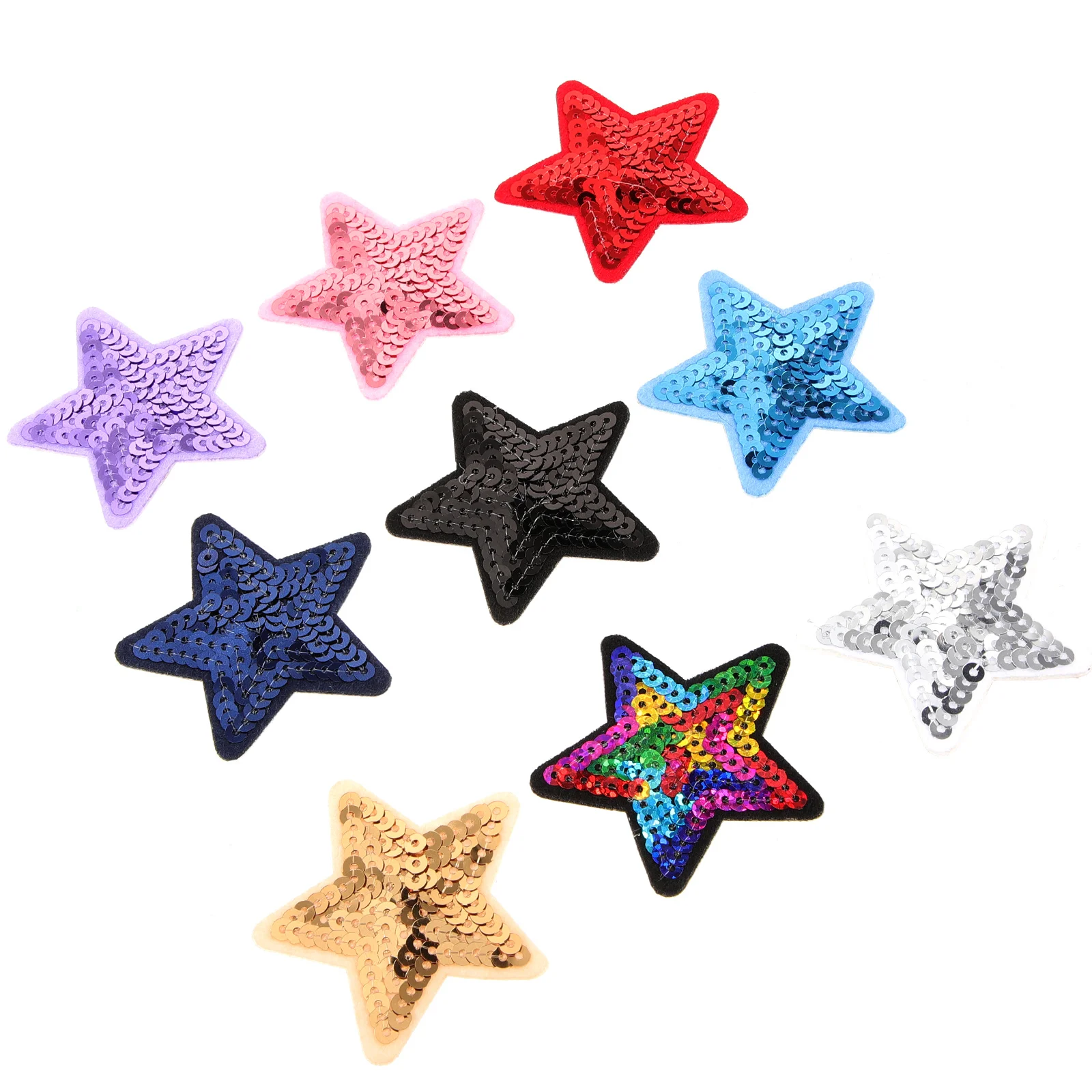 

9Pcs Sequins Star Patches Self-Adhesive Applique for Clothes Jackets Jeans Backpacks Hats DIY Craft Star Patches
