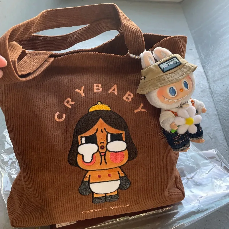 

2025 Fashion Homemade Crybaby Crybaby Corduroy Vintage Shoulder Bag Handbag Caramel Dopamine Color Gift