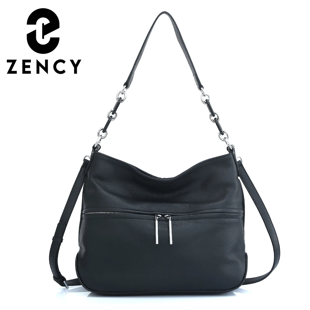 Zency Soft Cowhide Leather Winter Women\'s Shoulder Bag Casual Commuter High Capacity Female Crossbody Handbag Vintage Shopper