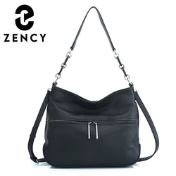 Zency Soft Cowhide Leather Winter Women's Shoulder Bag Casual Commuter High Capacity Female Crossbody Handbag Vintage Shopper