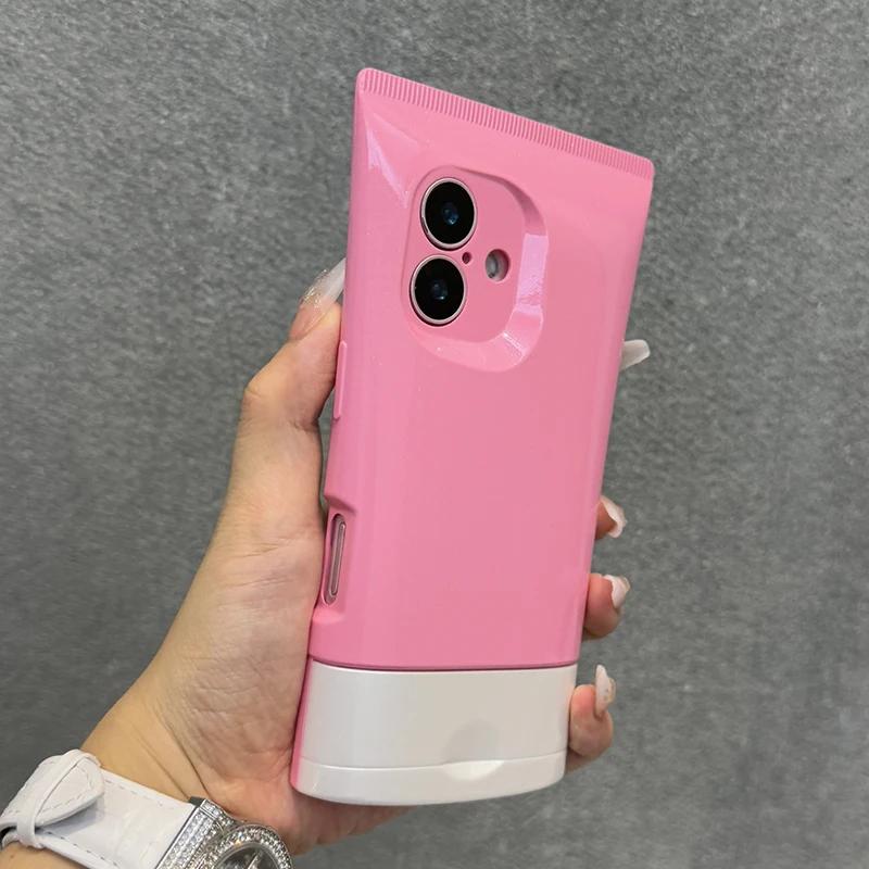 كاندي كولور ثلاثية الأبعاد BB كريم منظف للوجه شكل حافظة لهاتف آيفون 16 برو ماكس 15 14 13 12 11 16 Plus غطاء خلفي من السيليكون