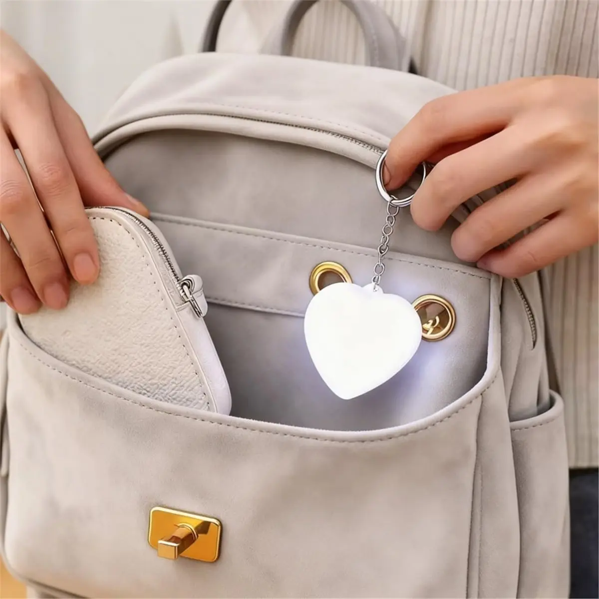 FUA@ Love Wallet Tote Bag Touch Sensing Light, 2026 Upgraded Bag Light for Purse, Led Automatic Glow Lights, Heart Bag Lamp