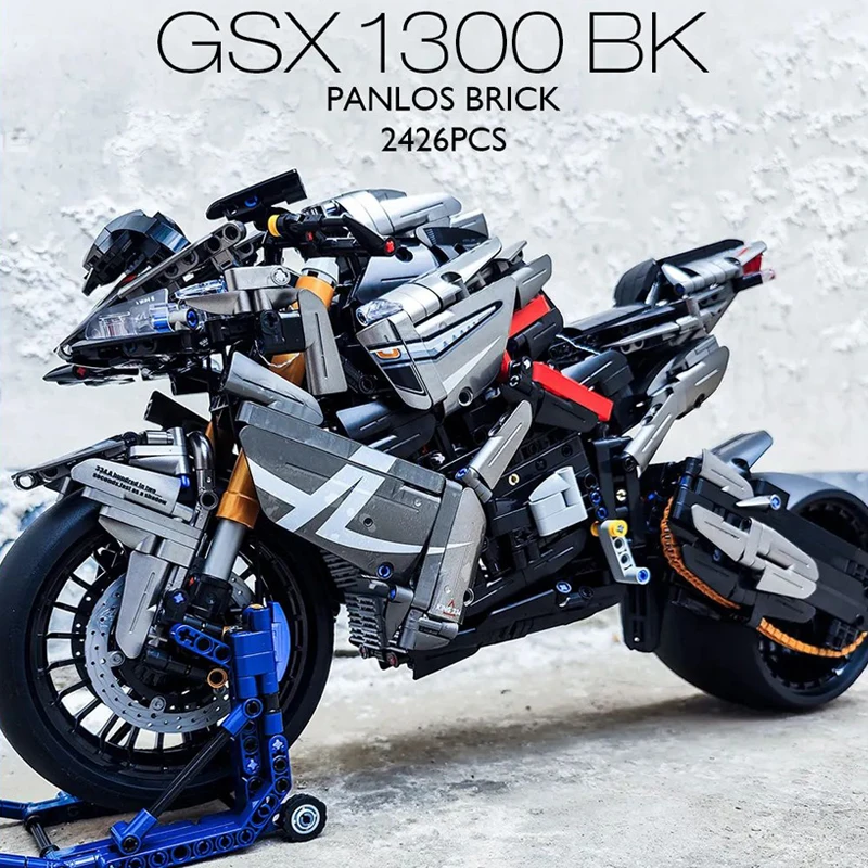 2426pcs MOC Technical 1:5 B-King Motorcycle Building Blocks Model City Sports Car Bricks GSX1300BK Toys for Children Gift Set