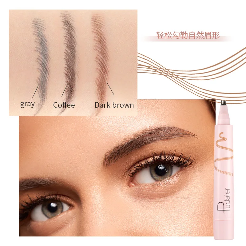 Eyebrow Pencil simulation long-lasting hot sale waterproof four-fork liquid eyebrow pencil makeup