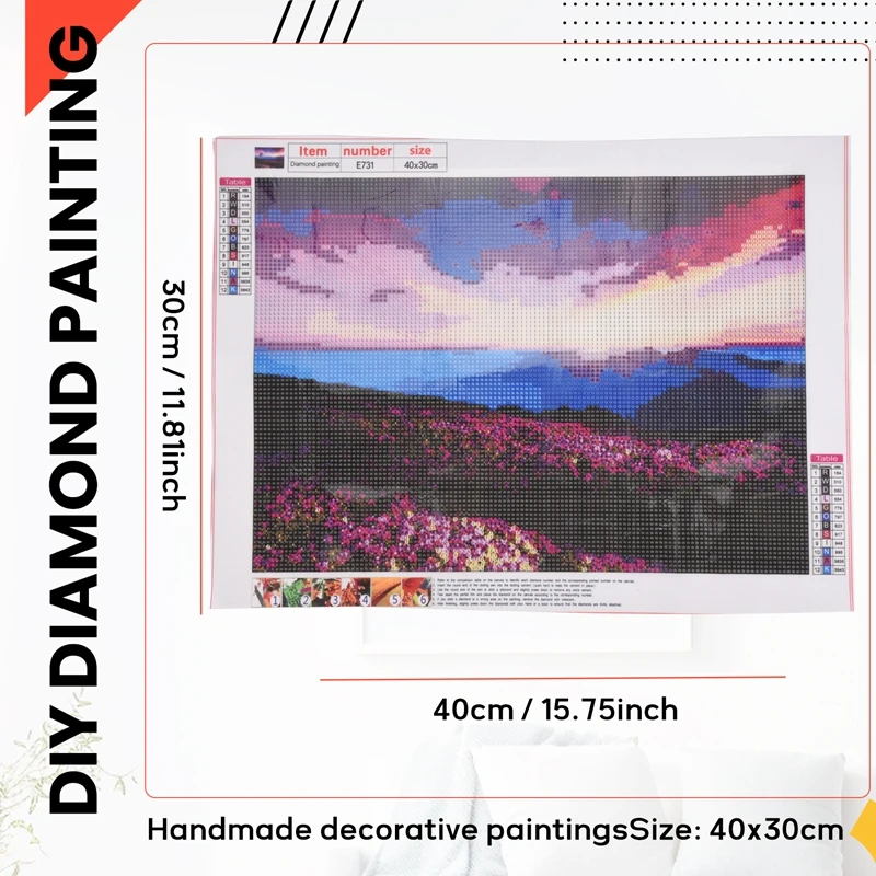 DIY 5D Diamond Embroidery Landscape Sunrise And Purple Flower Pattern Painting Rhinestones Diamond Kits D170