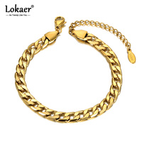 Lokaer Hiphop/Rock Basic Stainless Steel Big Thick Chain Bracelet For Men Women Punk Link Chain Choker Vintage Bracelet B20174