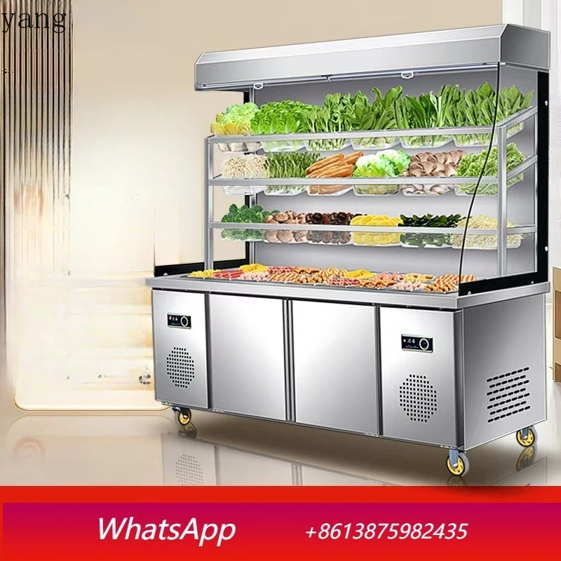 YJQ Malatang Display Cabinet Order Table Equipment Commercial Refrigeration Refrigerator Fresh Air Curtain Cabinet