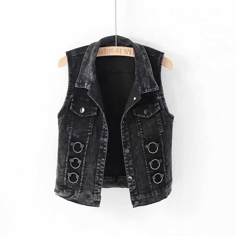 Spring Autumn New Foreign Style Short Denim Vest Skinny Sleeveless Versatile Top Women Waistcoat Female Big Size Jackets 2026