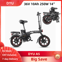 DYU A5 Electric Bike Foldable 48V 7.5AH 14 Inch Mini Tires Full Light Weight Urban City Travel Folding E-bike Dual Disc Brakes