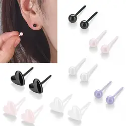 1Pair Ceramic Earnails Simple Classic Earbone Nail Heart Earrings Ear Bone Nail Lip Piercing Body Jewelry Accessory Wholesale