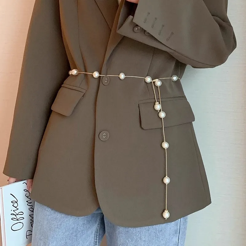 1 pz cintura in vita per le donne decorazione abito cappotto vestito temperamento versatile nuova cintura sottile perla cintura estiva retrò adatta f