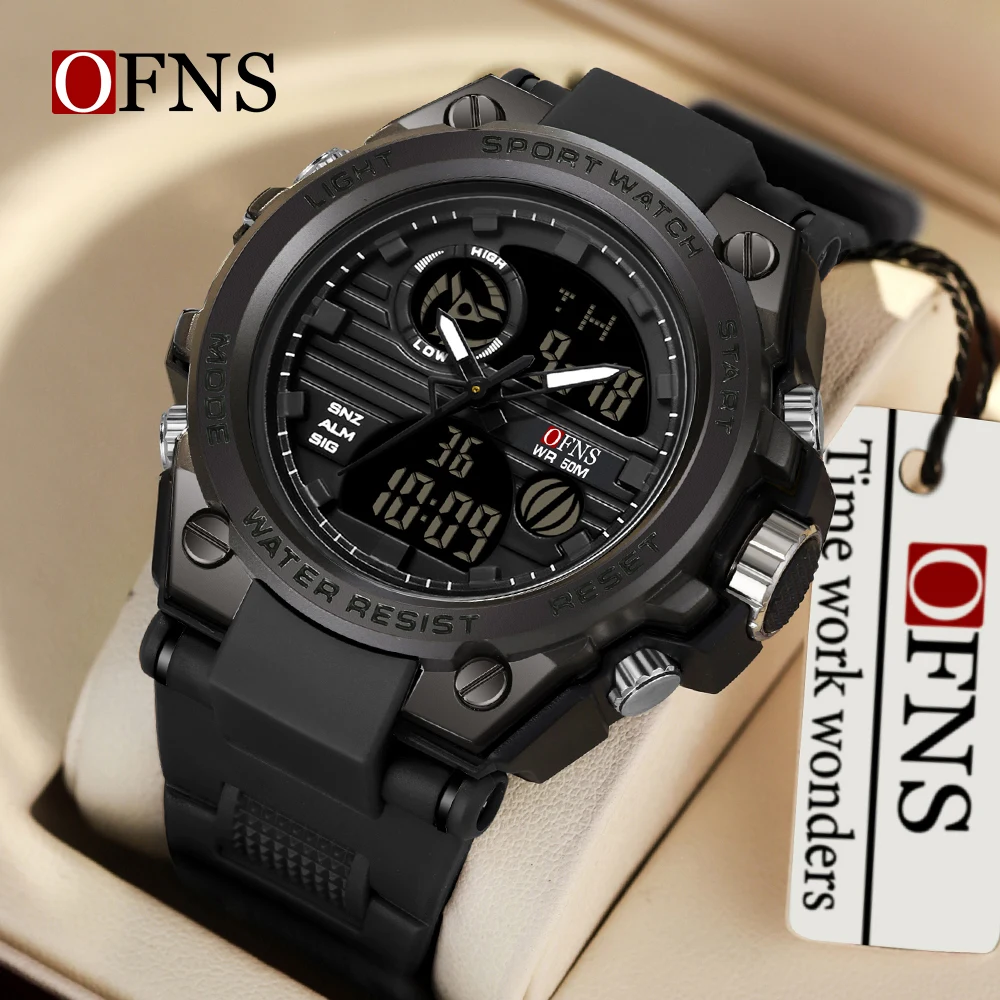 OFNS 739 Fashion Casual Men Watches LED Digital Luminous Sports Military Outdoors Quartz Clock Waterproof Luxury Men Watch