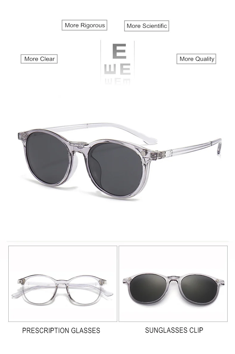 Sonnenbrillen-Clip und Myopie-Brille für Sphäre -0,5 bis -10 Männer Frauen transparenter Rahmen verschreibungspflichtige Brille für Kurzsichtigkeit oder Hornhautverkrümmung F588 – Detail 2