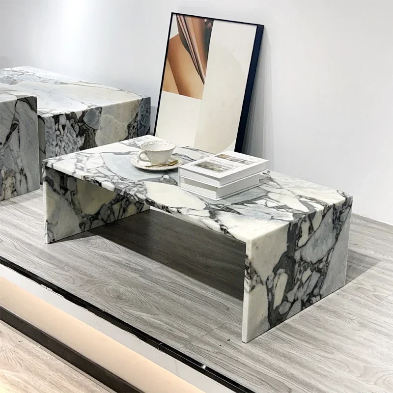 90x49x30CM/120x60x30CM Natural Luxury Stone Elephant White Marble Minimalist Coffee Table Designer Random Grain