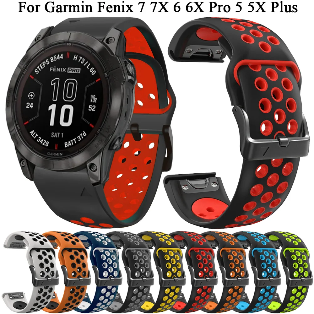 

22mm 26mm Silicone Watch Band Strap For Garmin Fenix 7X 7 6X 6 Pro 5 5X Plus 945 Epix Gen 2 Mk2i Quickfit Bracelet Wristband