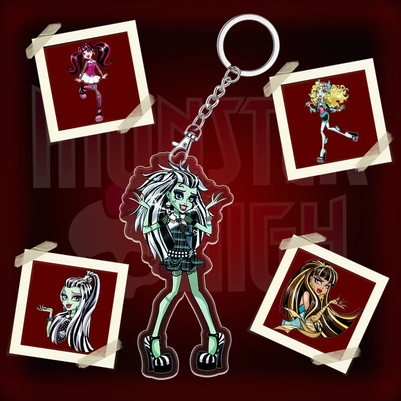 LLavero de Anime Monster High de 6cm, accesorios, bolso colgante, llavero acrílico periférico, colección de seguidores de vacaciones, regalos para amigos