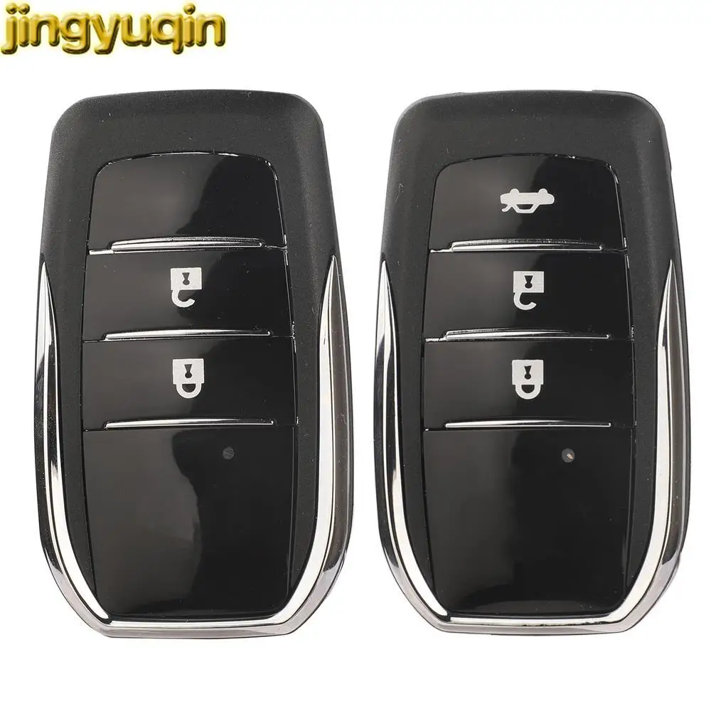 Jingyuqin 2/3 tombol kunci mobil jarak jauh cangkang Fob untuk Toyota Crown Prada Camry Corolla Yaris Prius Highlander RAV4