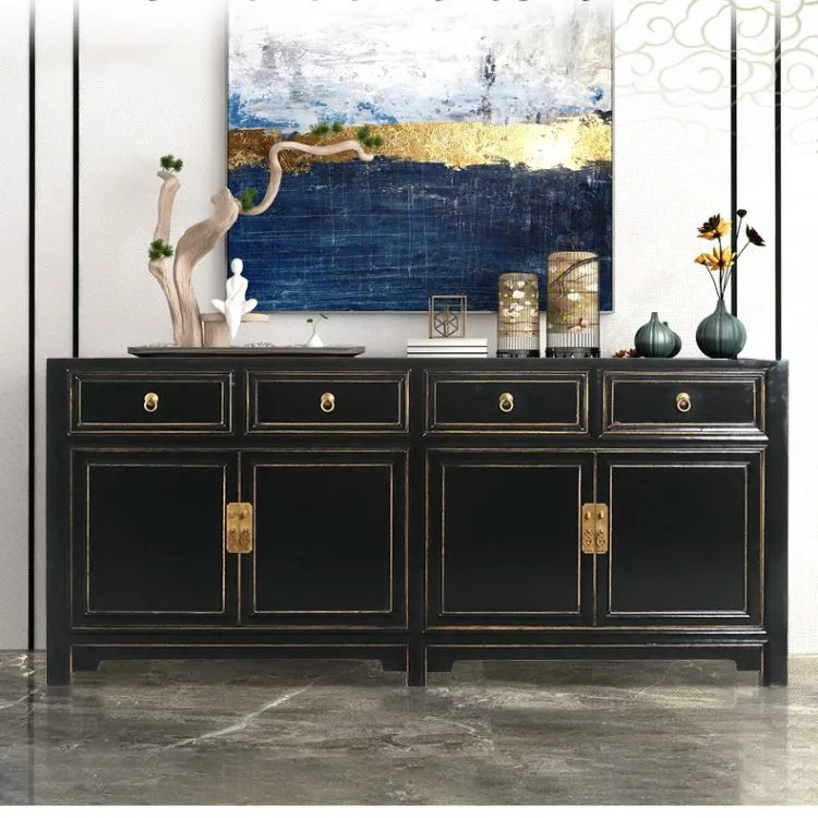 

Новый китайский боковой шкаф с черной краской в стиле ретро, простой шкаф для хранения обуви, ТВ-шкаф для гостиной
