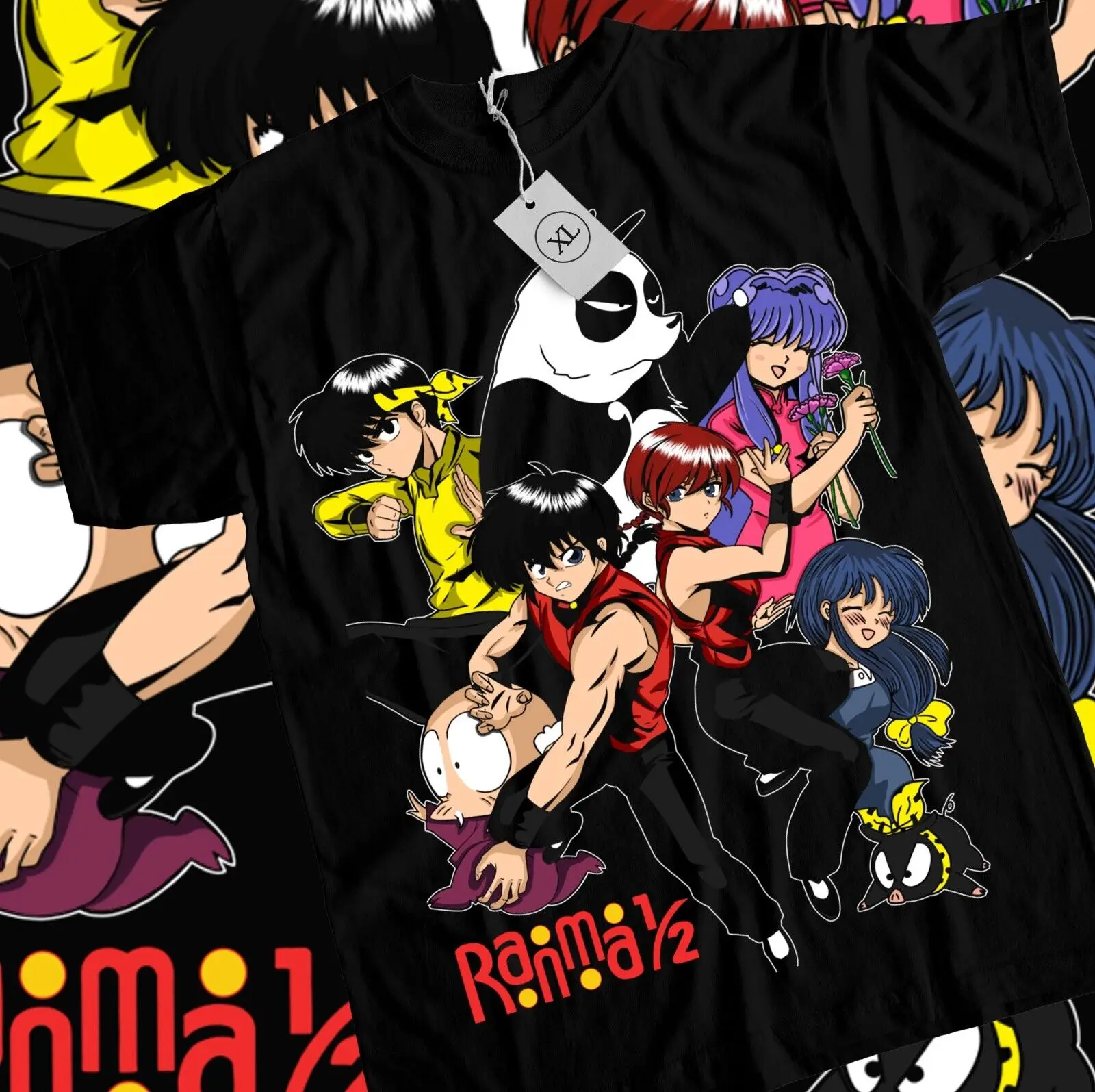 T-shirt Takahashi Ranma 1/2 Girl Kawai Funny Black Shirt All Size