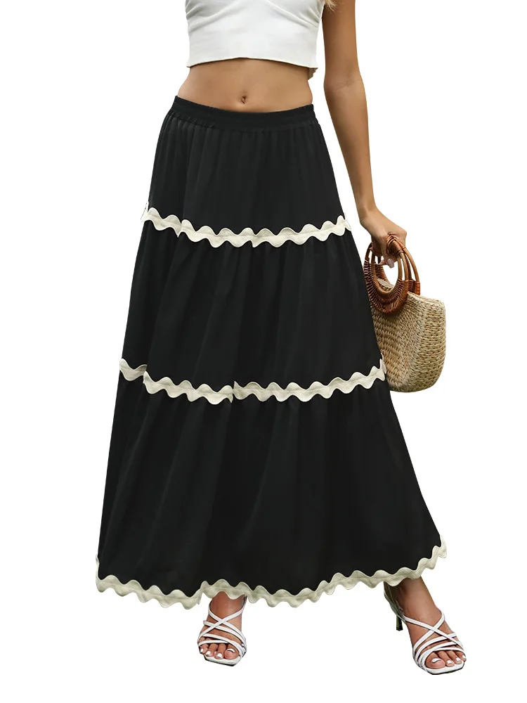 

Clashing Stretch High Waist Black Long Boho Elegant Party Skirt A Line Beach Halter 2024 Women's Trends