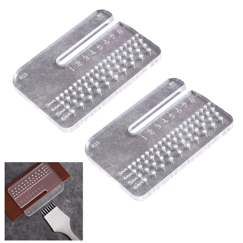 2pcs Transparent Acrylic Punching Aid Plate Versatile Cutting Tool Leather Stitching Leathercraft Tool Sewing Accessories