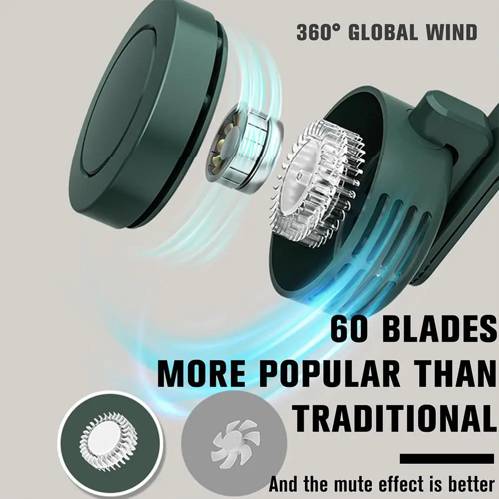 Mini  Clip Fan Portable  Silent Mini Electric Fan 3 Speeds Adjustable Wind USB Rechargeable Personal Cooling Fan For Travel - Image 4