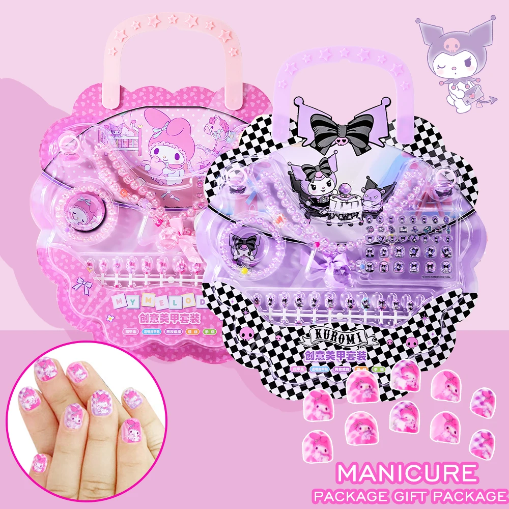 SANRIO Nail Art Gift Set Hello Kitty/Kuromi/My Melody With Necklace, Bracelet, Ring, False Nails, For Kids Girls Birthday Party*