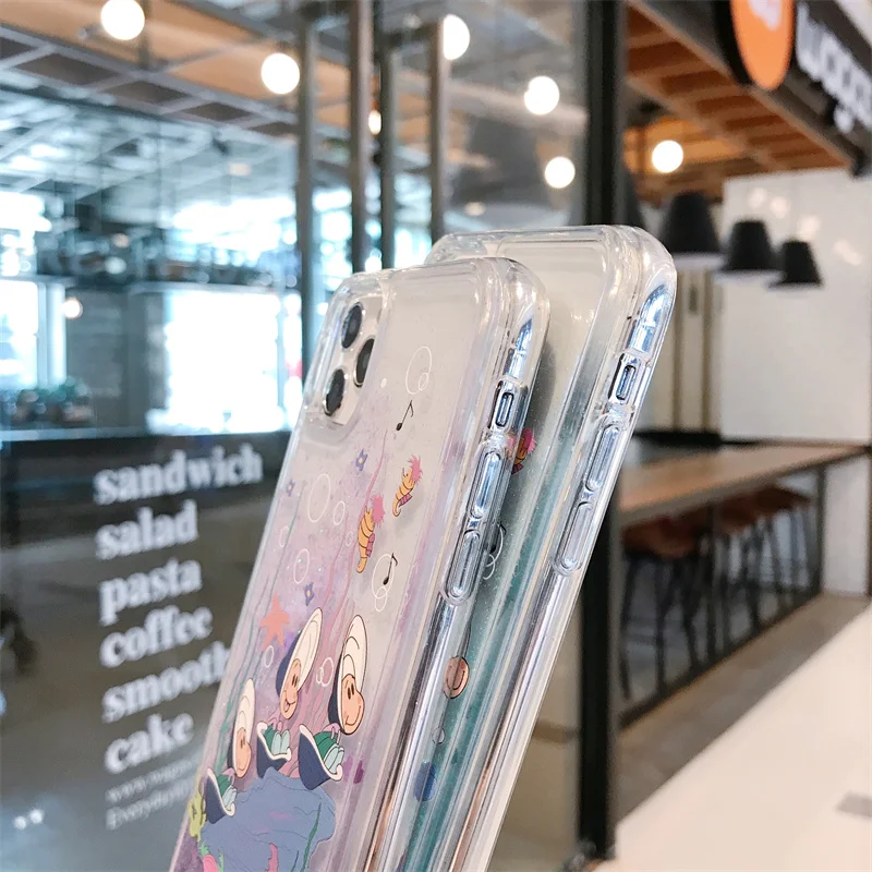 Oyster shell case for iPhone 15 14 16 17 pro max phone cases colorful quicksand 16 Plus liquid cover women Japan cartoon brand
