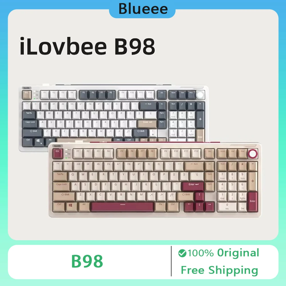 ILovbee B98 Retro Mechanical Keyboard Wireless 3 Mode Customized RGB Hot Swap Gasket Gaming Keyboard PC Accessories Gifts