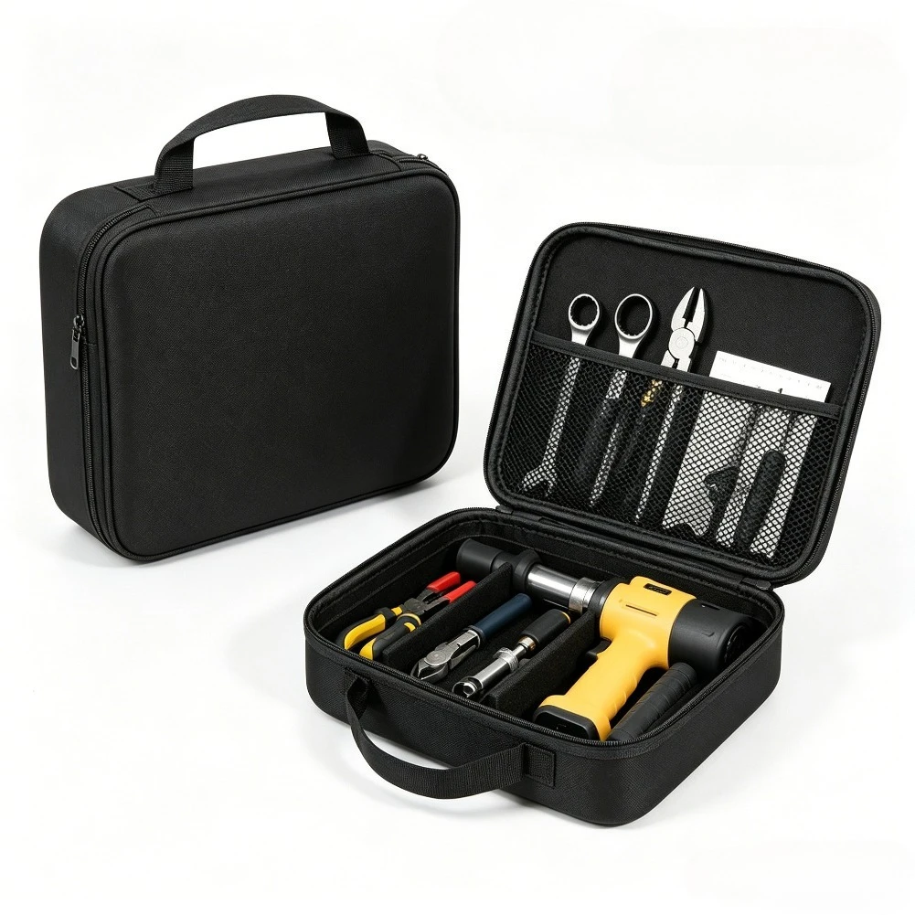 

1pc Tool Storage Box | Hard Shell Compression Resistant Portable Storage Bag with Compartment Mesh Bag, Portable Tool Kit