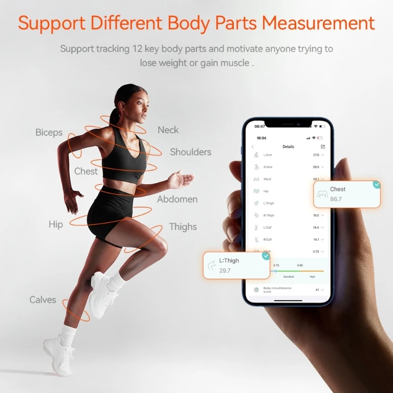 Rechargeable Bluetooth-Compatible Body Measuring Tape With LED Display 1.5M Soft Tape Measurement Tool For Home Use 