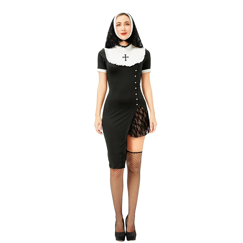 

Halloween Cosplay Nun Series Uniform Naughty Women Erotic Lingerie Medieval Convent Sexy Sister Dress Outfit Set Costumes