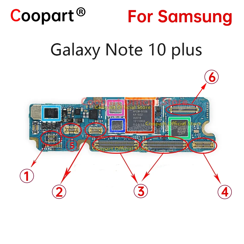 2pcs For Samsung Galaxy Note 10 plus N975 N975F N975F/DS N975U LCD FPC Screen Connector battery plug USB board connector