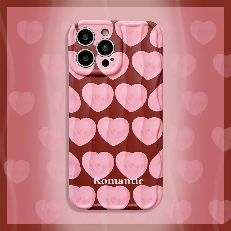 

Moskado Pink Little Love Heart Pattern Case For iPhone 15 14 13 12 11 Pro Max Soft Shockproof Lens Protective Back Bumper Cover