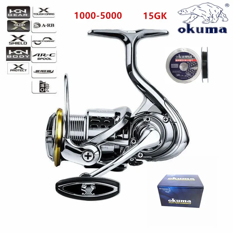 

Okuma All Metal Fishing Reel 15KG12+1BB Power Rotating Wheel Fishing Reel Shallow Spool Suitable for All Water Areas1000-5000