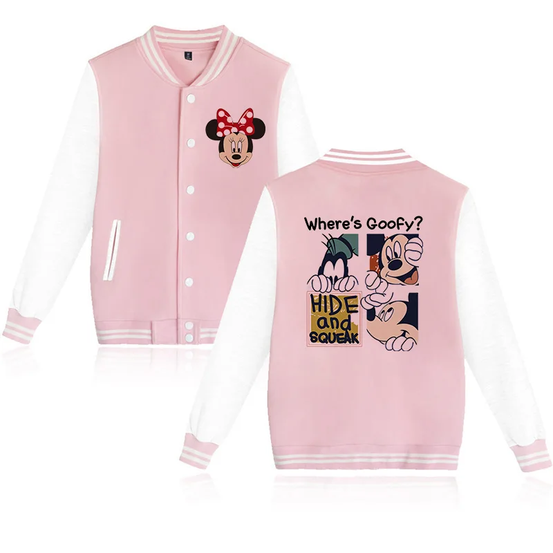 Y2k Hoody Children Baseball Jacket Cartoon  Disney Mickey Minnie Mouse Hoodie Clothes Kid Girl Boy Jackets Sweatshirt Baby Top