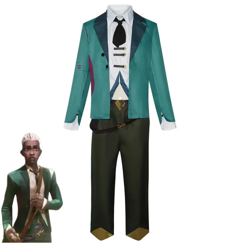 أنيمي لعبة LOL فيلم غامض 2 إيكو بوي الذي تحطمت الوقت تأثيري حلي معطف أخضر موحد قميص شعر مستعار الكبار رجل كرنفال الدعاوى؛