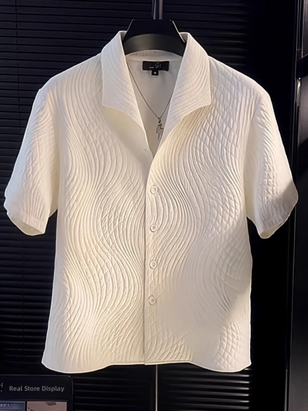 

Advanced cher Collar Texture ort Sve irt Men Summer 2025 New Folded Faion irt Casual Sle Stand Fit
