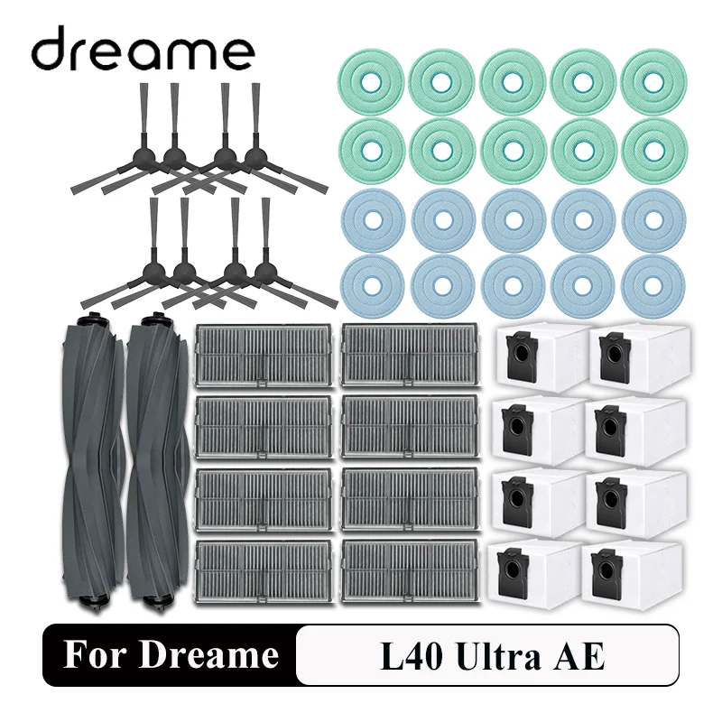 Dreame L40 Ultra AE/ Dreame L40s Ultra CE/ Dreame D20 Ultra Reiniger Haupt- und Seitenbürste Fischschuppen-Mikrofasertuch Zubehör