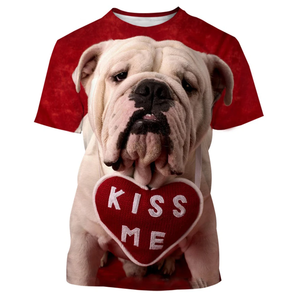 

2023 Summer New Fashion Summer Cute French Bulldog 3d Printing Men's T-shirt Ladies Casual Trend Tops