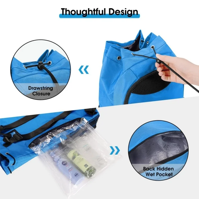 Drawstring Gym Bag Outdoor Sports Basketball Bag Dry Wet Separation Shoes Helmet Storage Bag Men Women Training Sports Backpack